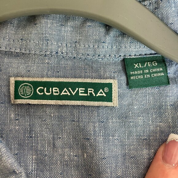 Men's XL Cubavera Linen/Cotton Blend Short Sleeve Button Down Shirt - Picture 2 of 7